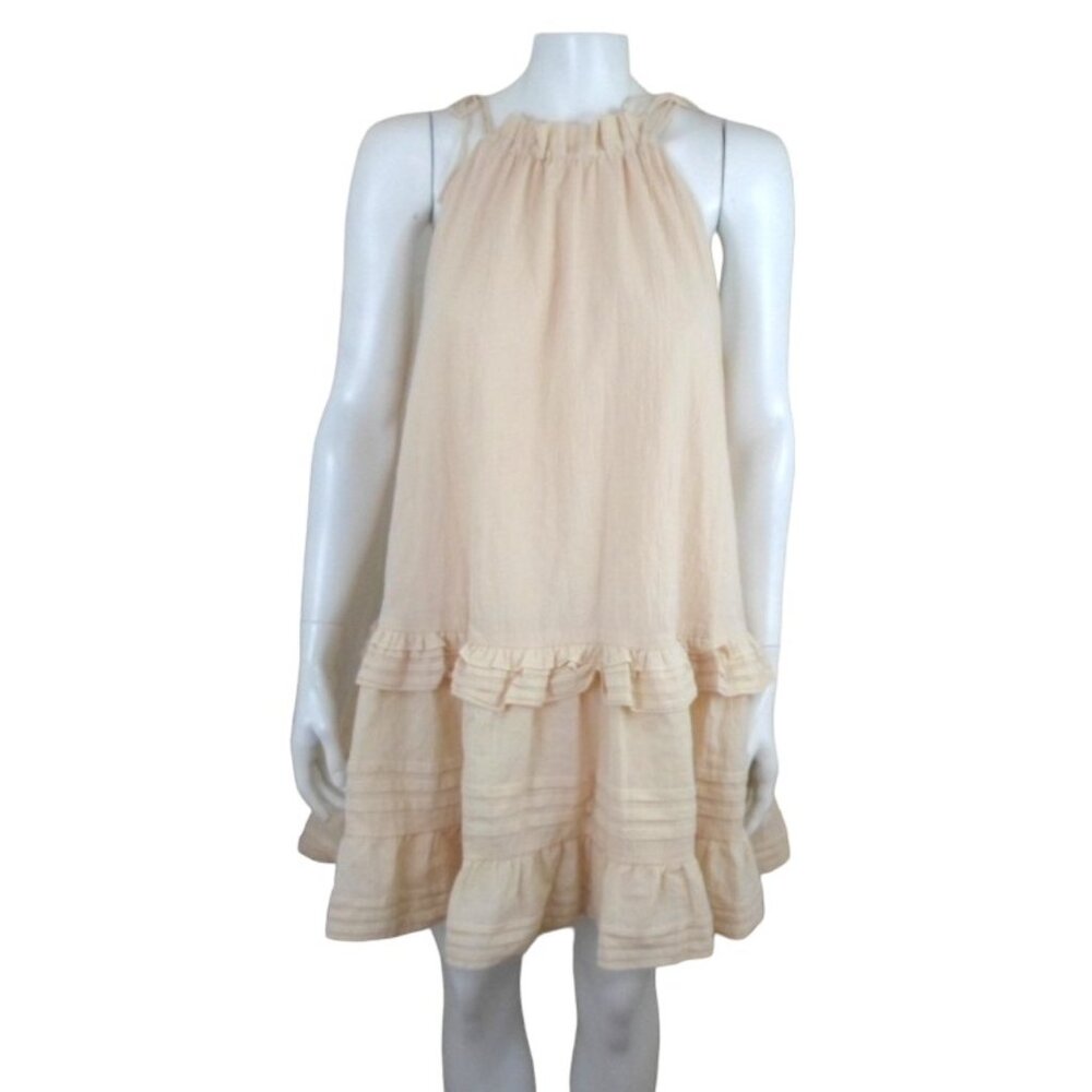 By Together Tiered Ruffle Mini Sundress Pale Pink Beige